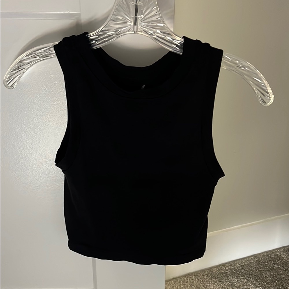 Free People Black Fitted Crop Tank Top